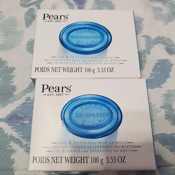 Pear's Transparent Soap Pure & Gentle With Mint Extracts Bundle of 2 Bars 3.53oz - Picture 1 of 3